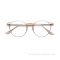 En stock redondear el marco de acetato de gafas ópticas transparentes